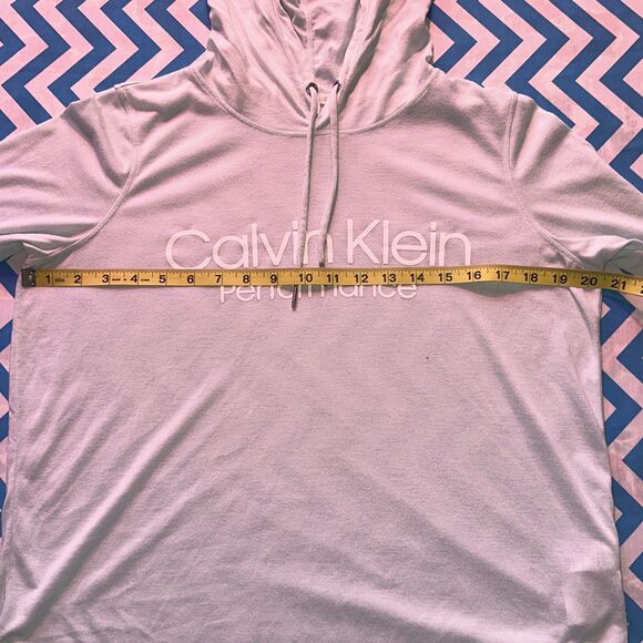 Calvin Klein Performance Wick sz S Women’s Blue Long Sleeve Hooded Tshirt hi-low - Picture 4 of 10